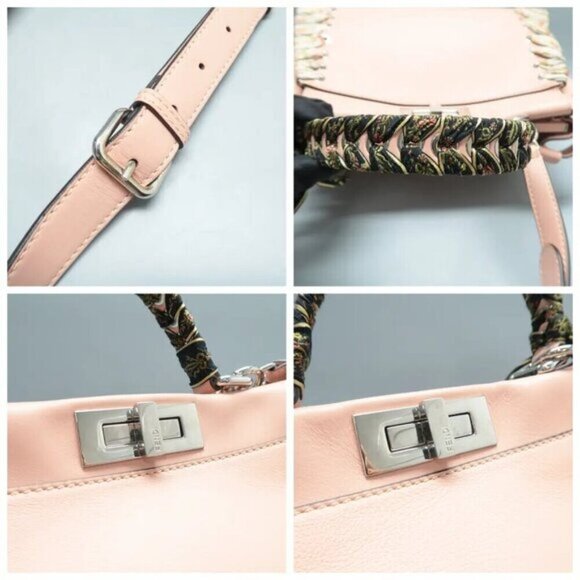 FENDI Peekaboo IseeU Pink Leather Satchel with Ribbon 1200-02202025 - Picture 7 of 12